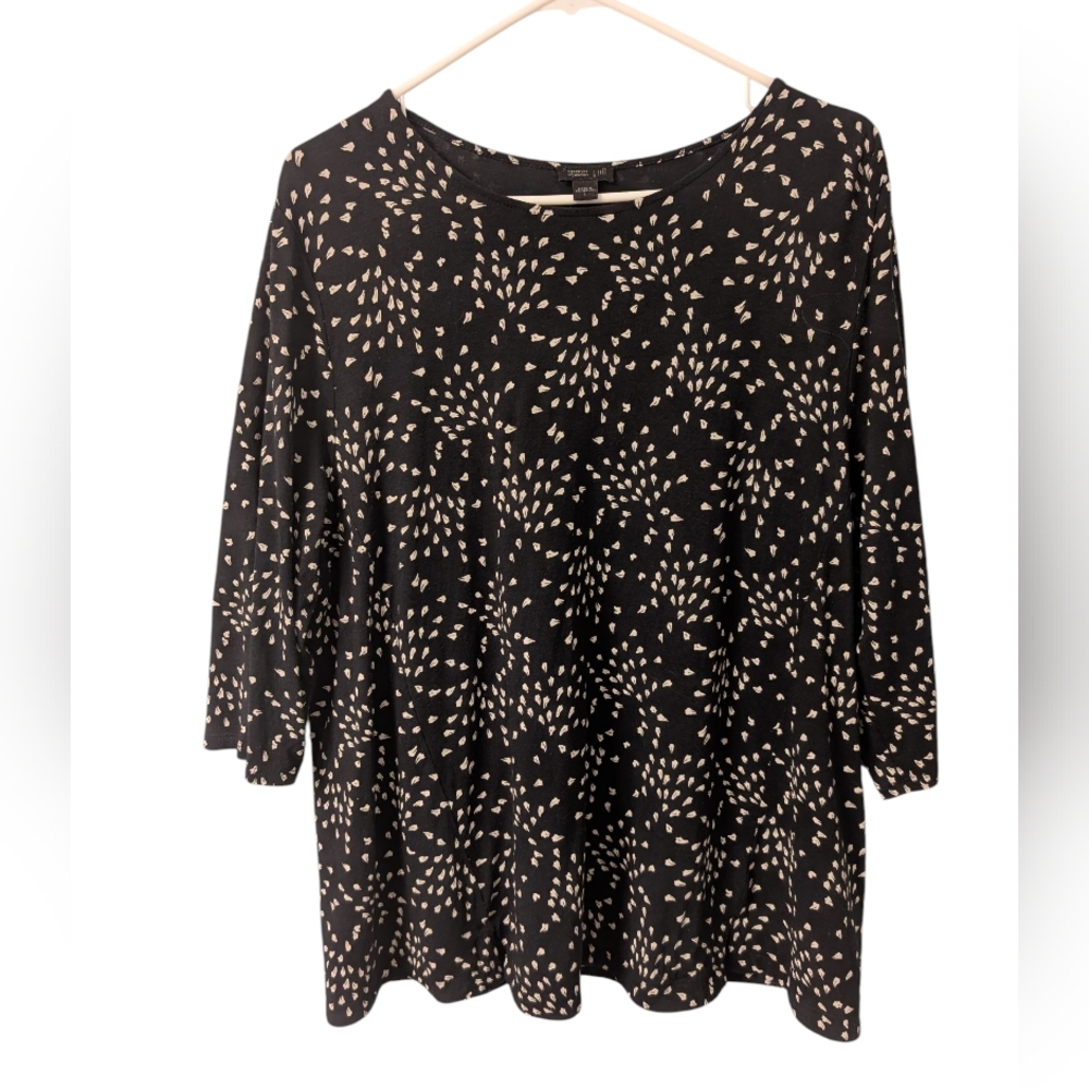 J. Jill Wearever Collection Top,  Womens,  3/4 Sleeve, Black and White,  Large